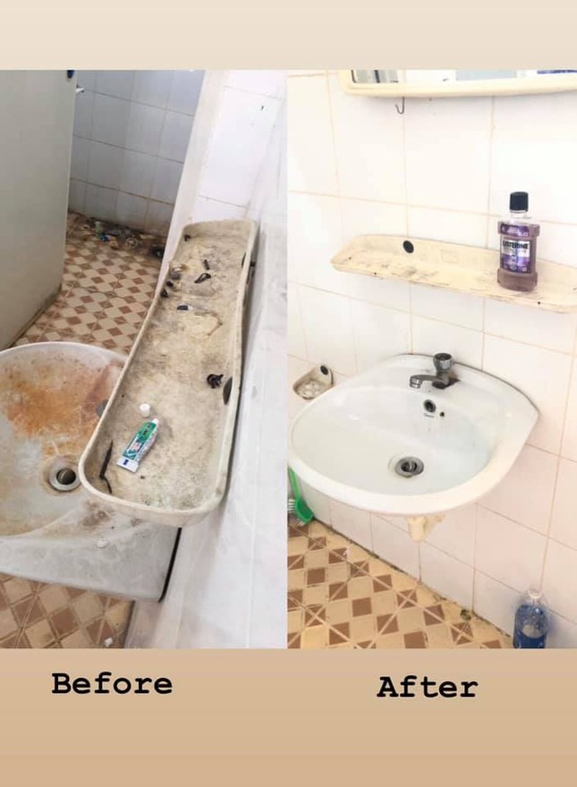 Sẵn chuyên môn ngành Khách sạn, cậu bạn này lao vào dọn WC khu cách ly sạch bong như mới ảnh 1