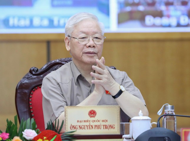 Tổng Bí thư Nguyễn Phú Trọng tại buổi tiếp xúc cử tri ba quận Đống Đa, Ba Đình, Hai Bà Trưng.