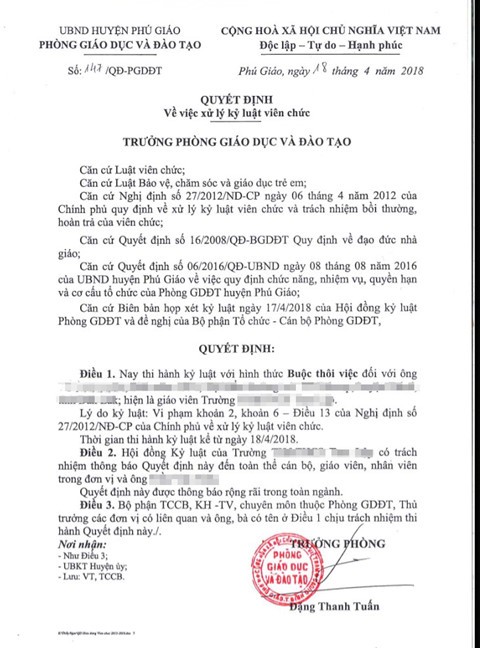 Buộc thôi việc giáo viên bị tố dâm ô với nhiều học sinh ảnh 1