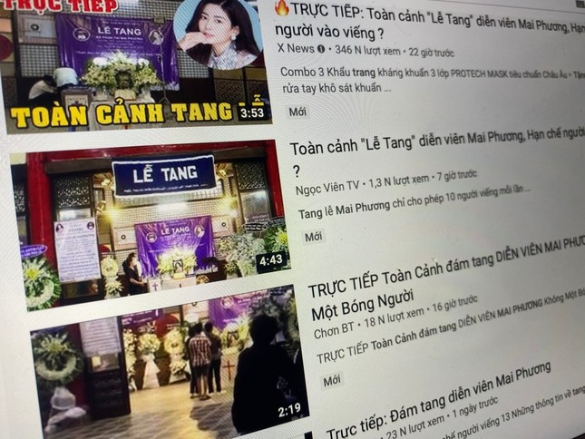 Phản cảm nhiều video giả livestream đám tang diễn viên Mai Phương xuất hiện trên YouTube ảnh 1