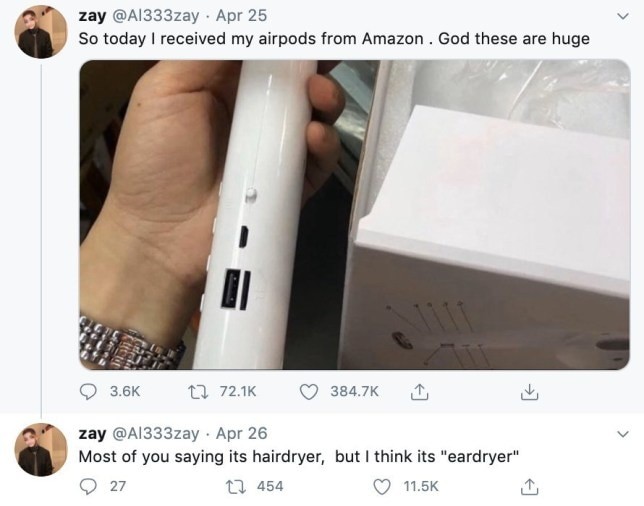 Mua AirPods giá rẻ trên mạng, cô gái tá hoả khi nhận món hàng với kích cỡ “vòi hoa sen“ ảnh 1
