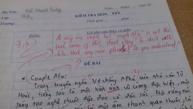 Sử dụng tiếng Anh trong bài kiểm tra Văn, nam sinh bị cô giáo “đáp trả” cực gắt ảnh 1