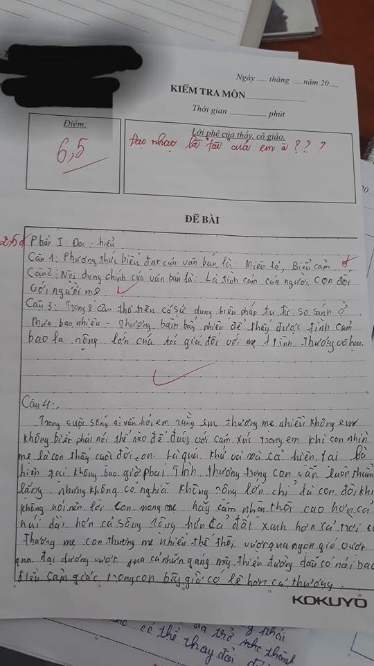 Nam sinh làm Văn nhưng không quên “đu” idol, lời phê của giáo viên mới đáng chú ý ảnh 1