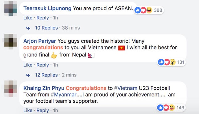 Cổ động viên nước ngoài đua nhau chúc mừng U23 Việt Nam ảnh 1