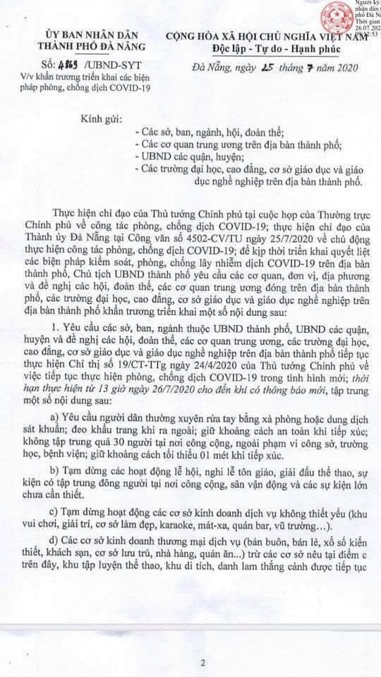 Đà Nẵng thực hiện giãn cách xã hội, tạm dừng đón khách du lịch trong 14 ngày ảnh 1