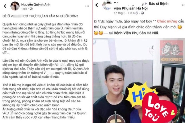 Dân mạng khui bằng chứng vợ cầu thủ Duy Mạnh sinh con ở viện công nhưng kể là viện tư? ảnh 1