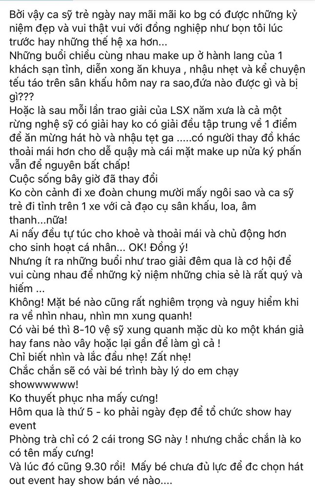 Đàm Vĩnh Hưng viết “tâm thư” gửi những nghệ sĩ trẻ bỏ về sớm tại giải Làn Sóng Xanh ảnh 3