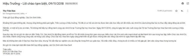 PGS Trần Đan Thư từ nhiệm chức hiệu trưởng, chia tay ĐH Hoa Sen ảnh 1