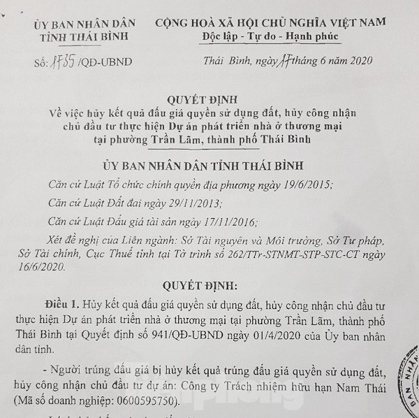 Thái Bình huỷ kết quả đấu giá 128 lô đất 'vàng' được Đường 'Nhuệ' rao bán ảnh 1
