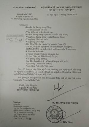Giới thiệu chữ ký của Thủ tướng và 3 phó thủ tướng ảnh 1