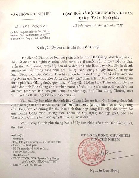 Phó Thủ tướng yêu cầu làm rõ dự án BT nghìn tỷ ở Bắc Giang ảnh 1