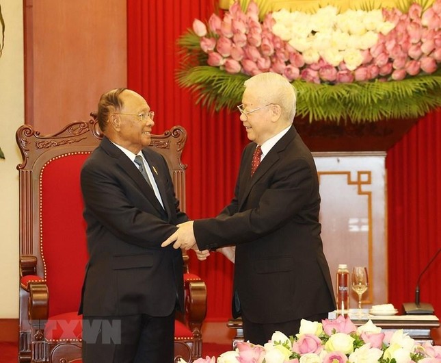 Hình ảnh Tổng Bí thư Nguyễn Phú Trọng tiếp Chủ tịch Quốc hội Campuchia ảnh 1