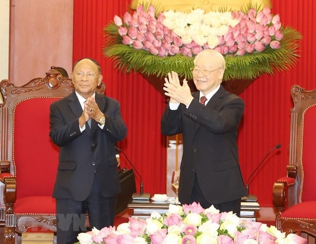 Hình ảnh Tổng Bí thư Nguyễn Phú Trọng tiếp Chủ tịch Quốc hội Campuchia ảnh 3