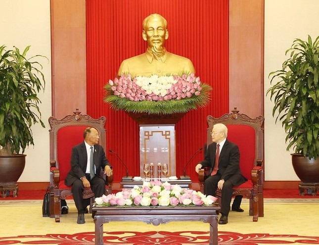 Hình ảnh Tổng Bí thư Nguyễn Phú Trọng tiếp Chủ tịch Quốc hội Campuchia ảnh 4