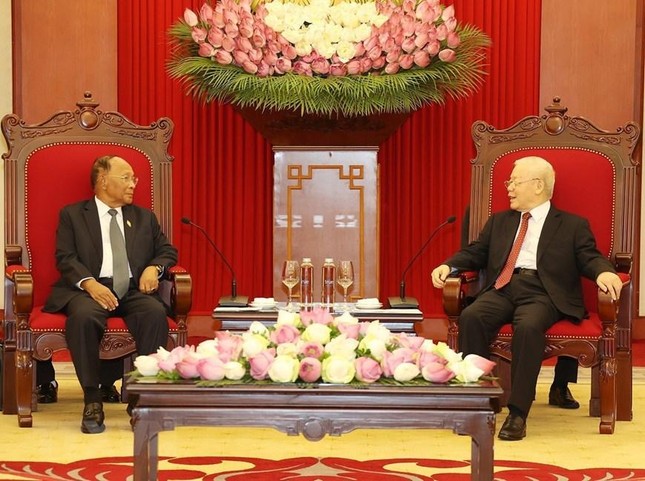 Hình ảnh Tổng Bí thư Nguyễn Phú Trọng tiếp Chủ tịch Quốc hội Campuchia ảnh 5