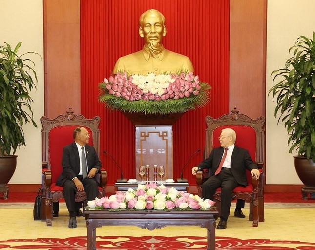 Hình ảnh Tổng Bí thư Nguyễn Phú Trọng tiếp Chủ tịch Quốc hội Campuchia ảnh 6