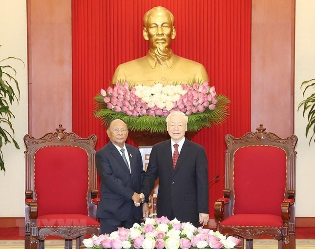 Hình ảnh Tổng Bí thư Nguyễn Phú Trọng tiếp Chủ tịch Quốc hội Campuchia ảnh 2