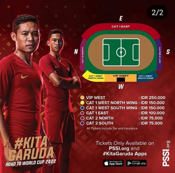 Indonesia bán vé xem Vòng loại World Cup 2022 rẻ hơn Việt Nam ảnh 1