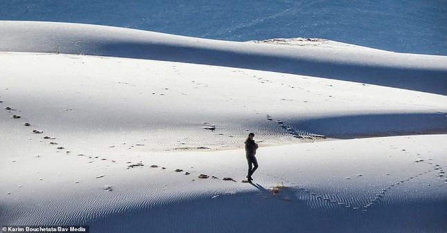 Ngỡ ngàng bộ ảnh tuyết phủ sa mạc Sahara đẹp như mơ ảnh 1