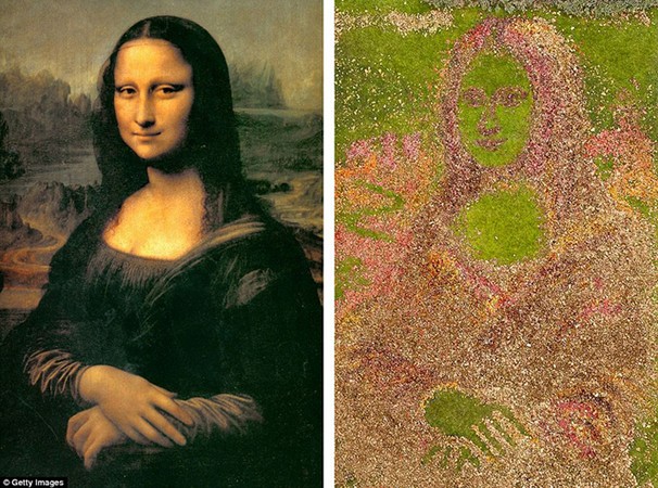 Anh: Chân dung nàng Mona Lisa tạo nên từ... lá rụng mùa thu ảnh 3