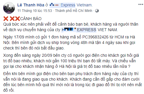 Hãng chuyển phát nhanh K.E bị khách tố làm mất đồ, bưu phẩm gần trăm triệu chỉ đền 320K? ảnh 1