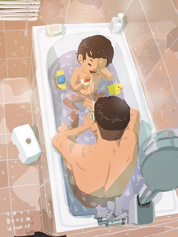 Cảm động bộ tranh "Gà trống nuôi con" của ông bố đơn thân: Con là tất cả của bố! ảnh 3