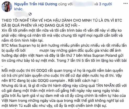 Bất ngờ trước tin Minh Tú bị chơi xấu, chỉ còn 0% chiến thắng tại "Miss Supranational 2018"? ảnh 2