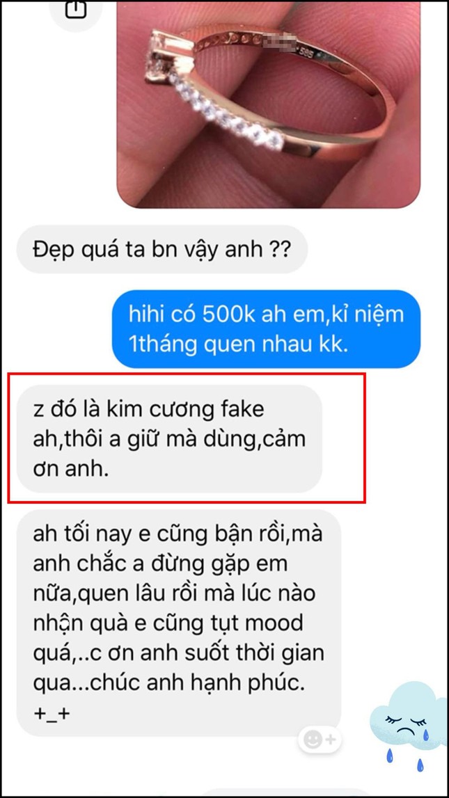 Được tặng nhẫn hơn 70 triệu nhưng tưởng hàng giả 500K, cô gái chia tay luôn bạn trai ảnh 3