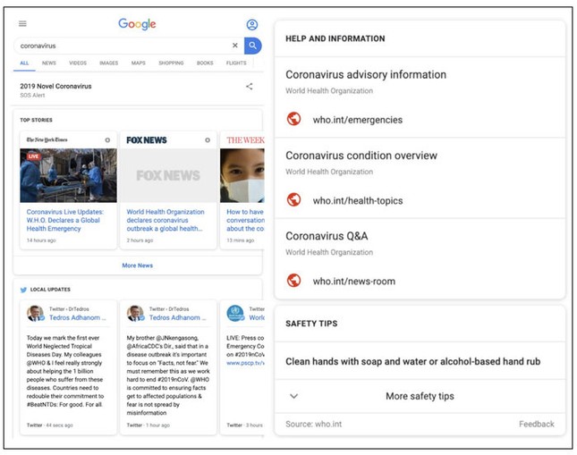 Google kích hoạt tính năng đặc biệt khi người dùng tìm kiếm về virus corona ảnh 1