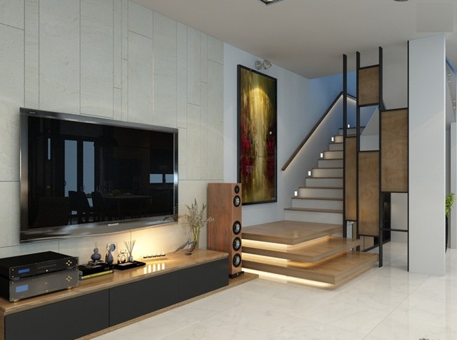 Nội thất biệt thự song lập 3 tầng sang trọng gần 300m2 - ảnh 1