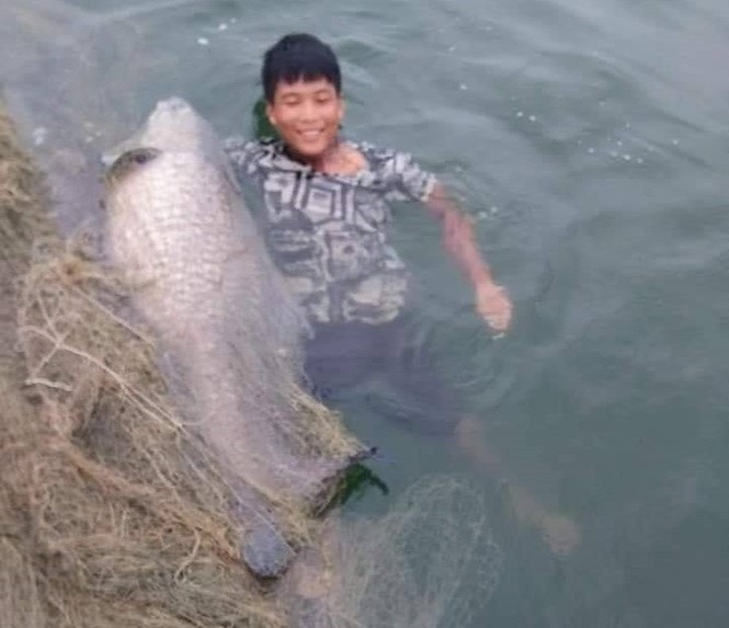Ngư dân hồ Thác Bà bắt được cá trắm đen “khủng” 42kg - ảnh 1