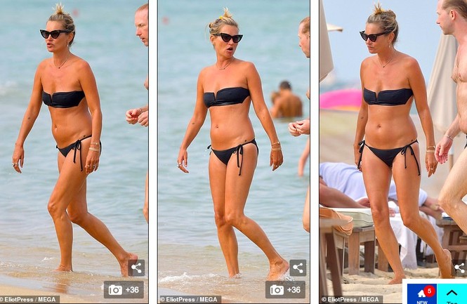'Huyền thoại làng mốt' Kate Moss tự tin mặc bikini bé xíu ở tuổi 45 - ảnh 1