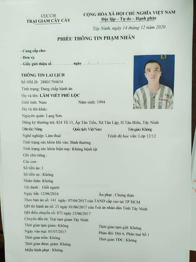 Hai phạm nhân thụ án tội giết người trốn khỏi Trại giam Cây Cầy - ảnh 1