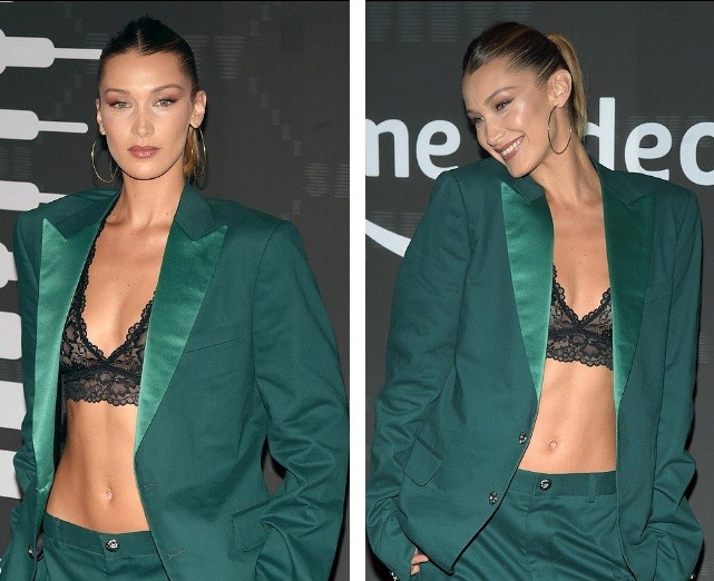 Bella Hadid nội y ren mỏng tang, chị gái Gigi Hadid mặc quần rách - ảnh 3