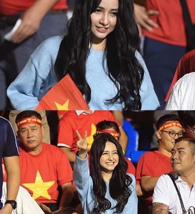 Cô gái xinh như mộng trên khán đài chung kết bóng đá nam SEA Games 30 - ảnh 1