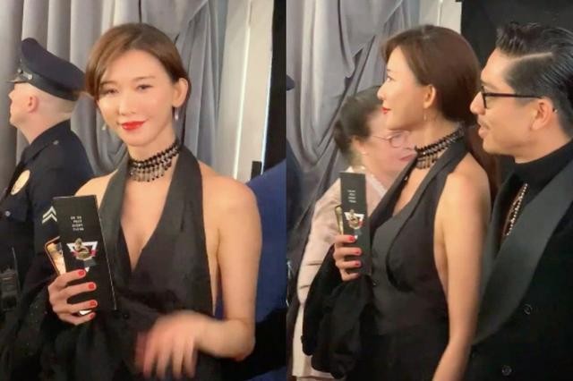 Lâm Chí Linh mặc áo xẻ ngực gợi cảm cùng chồng trẻ dự Grammy - ảnh 1