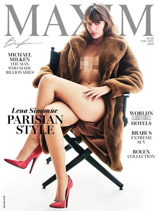 'Bóng hồng Pháp' Lena Simonne như một 'quả bom gợi cảm' trên bìa Maxim - ảnh 1