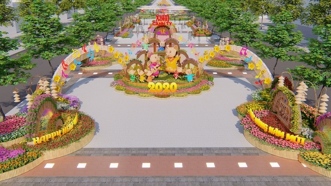 Phối cảnh đẹp tuyệt vời của Đương hoa Nguyễn Huệ tết Canh Tý - ảnh 1