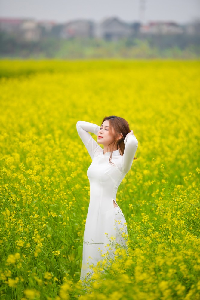 Nữ sinh Kinh Công đẹp dịu dàng giữa cánh đồng hoa cải vàng rực rỡ - ảnh 11
