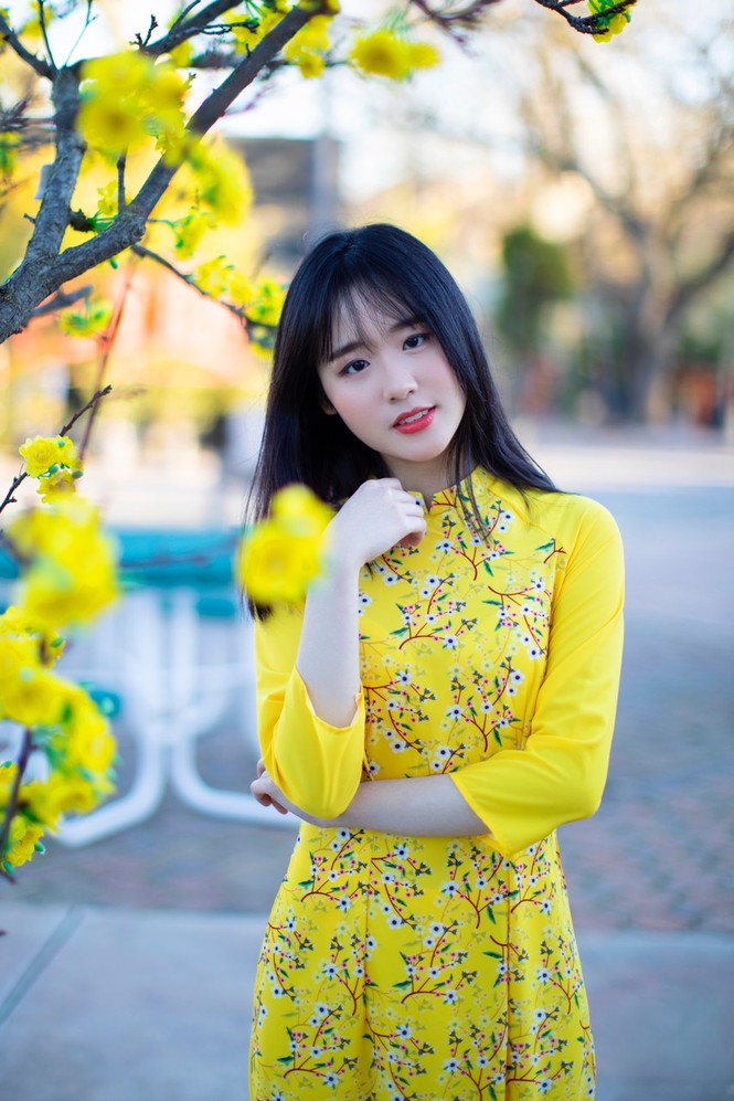 Rực rỡ sắc vàng với bộ ảnh áo dài Việt Nam đón Tết của du học sinh tại Mỹ - ảnh 5