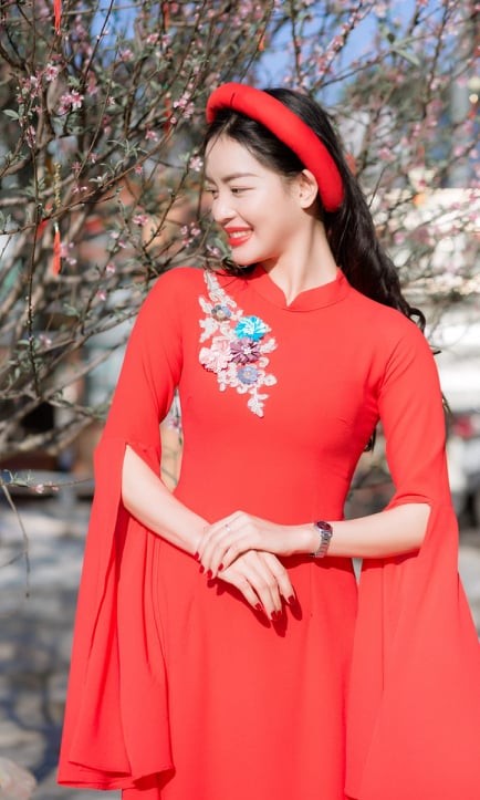 Nữ sinh điện ảnh xinh đẹp bên tà áo dài cách tân ngày Tết - ảnh 12