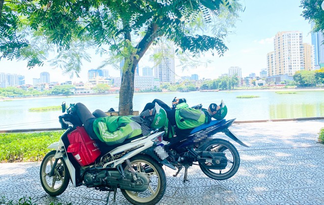 “Săn bóng râm” tranh thủ chợp mắt giữa trưa nắng Hà Nội - ảnh 2