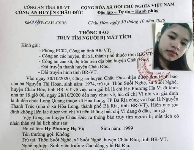 Hai sinh viên trường trường CĐ Y tế Bà Rịa - Vũng Tàu mất tích bí ẩn - ảnh 1