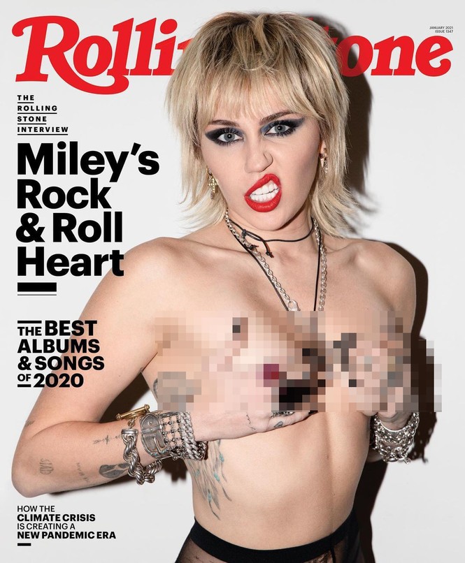 Miley Cyrus phô ngực trần táo bạo trên tạp chí - ảnh 1