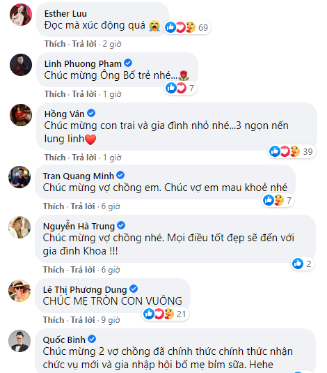 Dàn sao Việt chúc mừng vợ chồng Mạc Văn Khoa đón con gái đầu lòng - ảnh 2