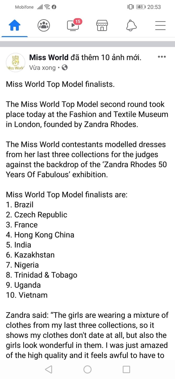 Lương Thùy Linh tiếp tục lọt Top 10 phần thi Top Model tại Miss World - ảnh 1
