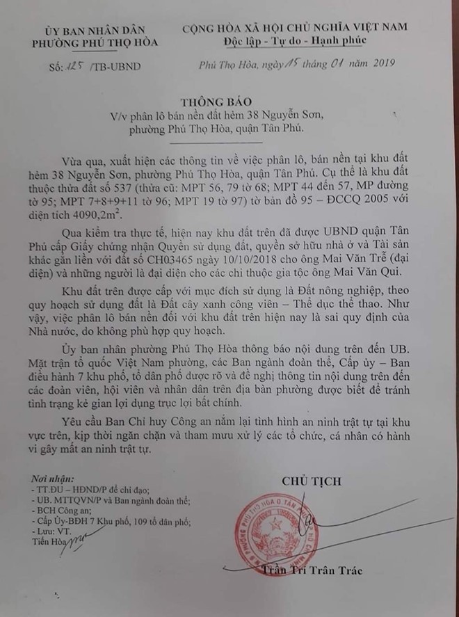 TP. HCM: Cuối năm nở rộ phân lô bán nền trên đất công - ảnh 2