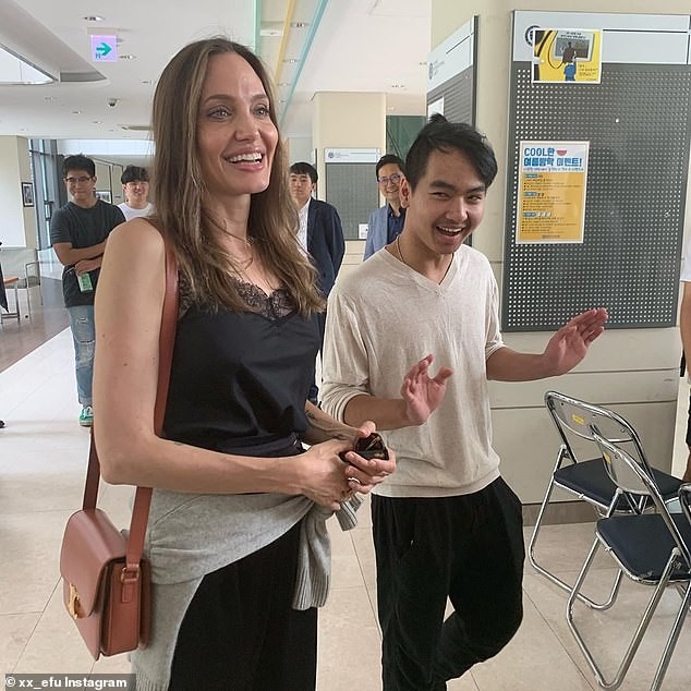 Angelina Jolie diện đầm cocktail cắt xẻ gợi cảm - ảnh 5