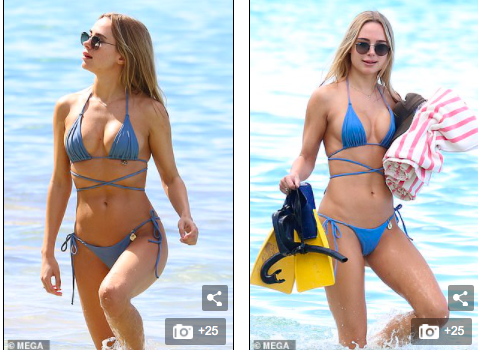 Mẫu áo tắm Kimberley Garner gợi cảm ngất ngây, đi biển cùng trai lạ - ảnh 1