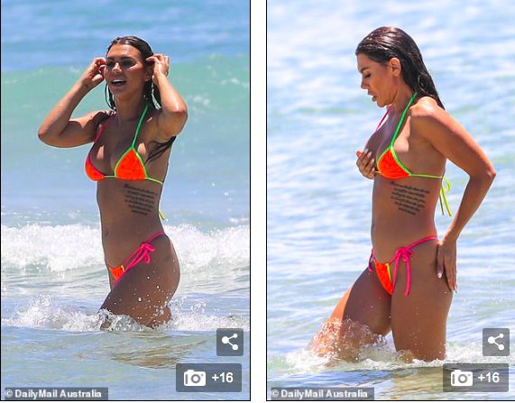 Kiki Morris nóng bỏng với bikini, vui đùa tình tứ bạn trai ở biển - ảnh 1